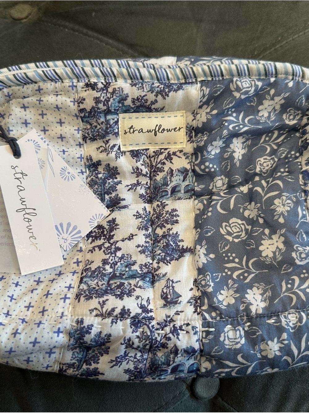 NWT Strawflower Quilted Patchwork Cosmetic Bag - Blue Floral